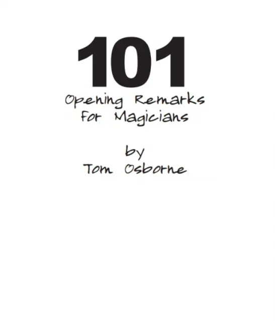 101 Opening Remarks for Magician