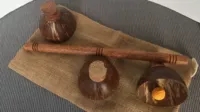 Cheppum Panthum Coconut Shell Cups and Wand set by Gary Kosnitzk