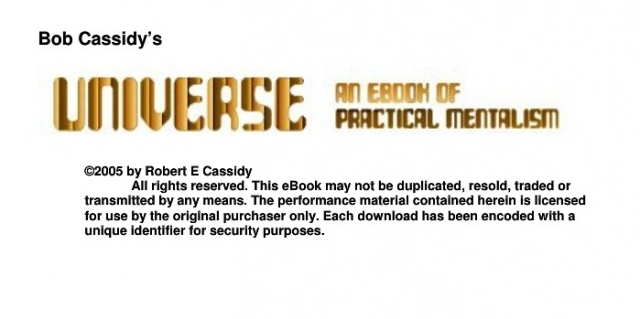 Bob Cassidy - Universe an eBook of Practical Mentalism - Click Image to Close