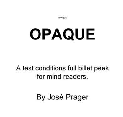 JOSE PRAGER - OPAQUE - Click Image to Close