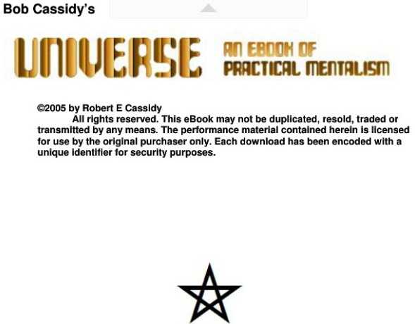 Bob Cassidy - Universe - An ebook of Practical Mentalism - Click Image to Close