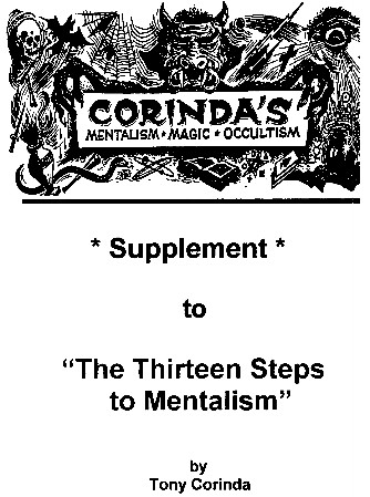 Tony Corinda - Supplement to the 13 Steps of Mentalism Redone - Click Image to Close