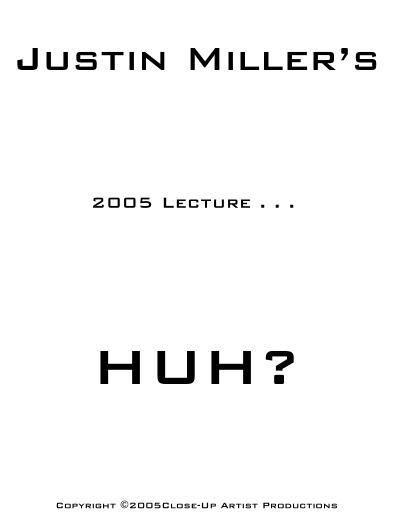 Justin Miller - Huh - Lecture Notes 2005 - Click Image to Close