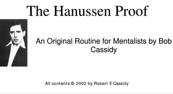 Bob Cassidy - The Hanussen Proof - Click Image to Close